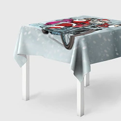 Скатерть для стола Санта Клаус байкер, цвет: 3D-принт — фото 2