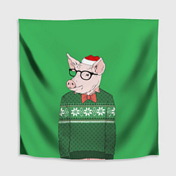 Скатерть для стола New Year: Hipster Piggy, цвет: 3D-принт