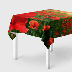 Скатерть для стола Красный мак на закате, цвет: 3D-принт — фото 2
