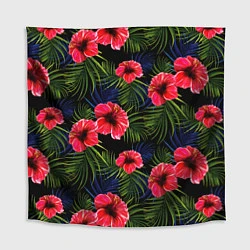 Скатерть для стола Тропические цветы и листья, цвет: 3D-принт