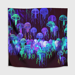 Скатерть для стола Неоновые медузы, цвет: 3D-принт