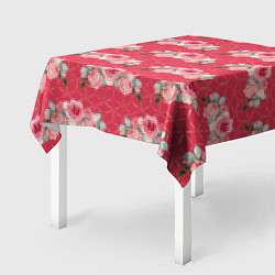 Скатерть для стола Красные розы паттерн, цвет: 3D-принт — фото 2