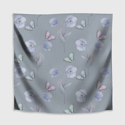 Скатерть для стола Бабочки и цветы голубого мака, цвет: 3D-принт