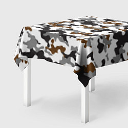 Скатерть для стола Камуфляж Чёрно-Белый Camouflage Black-White, цвет: 3D-принт — фото 2