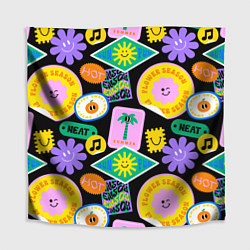 Скатерть для стола Летние наклейки pop-art паттерн, цвет: 3D-принт