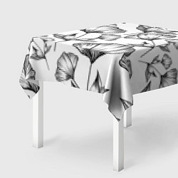 Скатерть для стола Графичные цветы на белом фоне, цвет: 3D-принт — фото 2