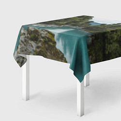 Скатерть для стола Река, лес и скалы, цвет: 3D-принт — фото 2