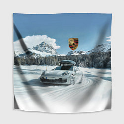 Скатерть для стола Porsche on a mountain winter road, цвет: 3D-принт