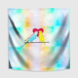Скатерть для стола Влюбленные волнистые попугайчики, цвет: 3D-принт