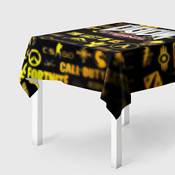 Скатерть для стола Doom золотые логотипы игр, цвет: 3D-принт — фото 2