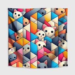 Скатерть для стола Geometric pattern with kittens - ai art, цвет: 3D-принт