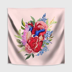 Скатерть для стола Цветочное сердце, цвет: 3D-принт