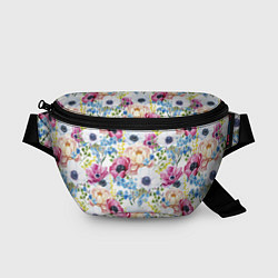 Поясная сумка Цветы и бабочки 10, цвет: 3D-принт