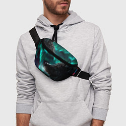 Поясная сумка Волк: северное сияние, цвет: 3D-принт — фото 2