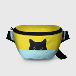 Поясная сумка Черный кот выглядывает, цвет: 3D-принт