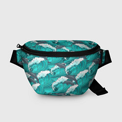 Поясная сумка Лазурные дельфины, цвет: 3D-принт