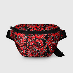 Поясная сумка Хохлома красная, цвет: 3D-принт