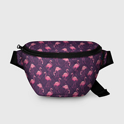 Поясная сумка Фиолетовые фламинго