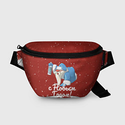 Поясная сумка Пьяный Дед Мороз, цвет: 3D-принт