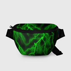Поясная сумка МОЛНИЯ GREEN NEON, цвет: 3D-принт
