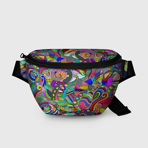 Поясная сумка Дудлы узор разноцветный хиппи / 3D-принт – фото 1