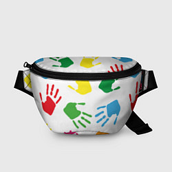 Поясная сумка Цветные ладошки - Детский узор, цвет: 3D-принт