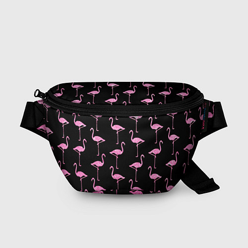 Поясная сумка Фламинго Чёрная / 3D-принт – фото 1