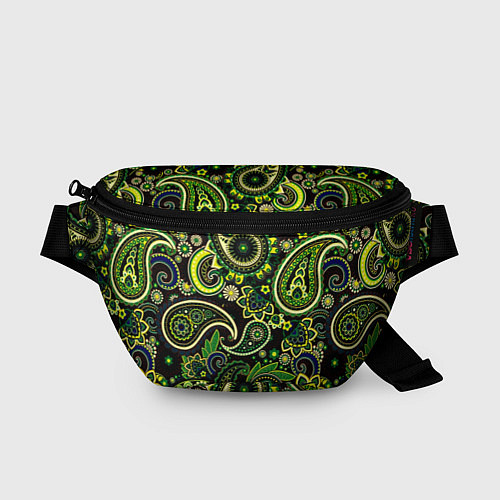 Поясная сумка Ярко зеленые славянские узоры / 3D-принт – фото 1