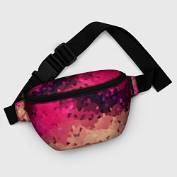 Поясная сумка Бежево-малиновый абстрактный, цвет: 3D-принт — фото 2