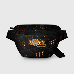 Поясная сумка Ночной новогодний город 2022 год тигра, цвет: 3D-принт