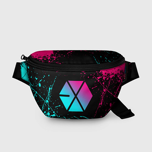 Поясная сумка EXO BAND NEON LOGO НЕОНОВЫЕ БРЫЗГИ КРАСОК / 3D-принт – фото 1