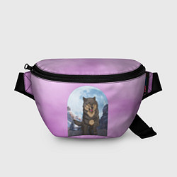 Поясная сумка Волк оборотень в полнолуние, лиловое небо, цвет: 3D-принт
