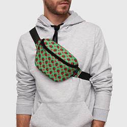 Поясная сумка Клубника на зеленом фоне, цвет: 3D-принт — фото 2