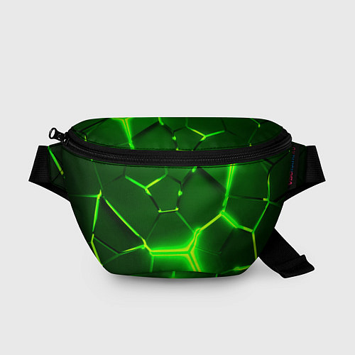 Поясная сумка 3D ПЛИТЫ НЕОН NEON GREEN HEXAGON РАЗЛОМ / 3D-принт – фото 1