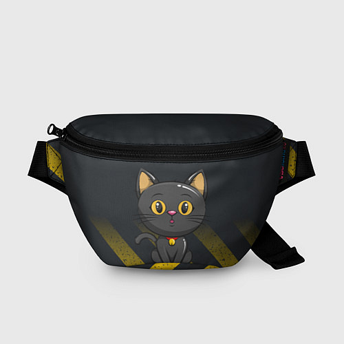 Поясная сумка Черный кот желтые полосы / 3D-принт – фото 1