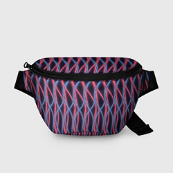 Поясная сумка Неоновые волны Розовый и голубой на темном фоне, цвет: 3D-принт