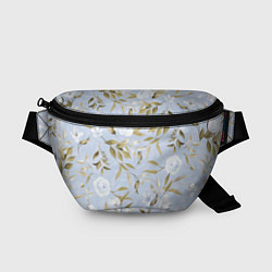 Поясная сумка Цветы Золотые Листья, цвет: 3D-принт
