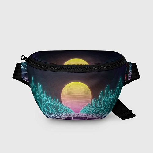 Поясная сумка Vaporwave Закат солнца в горах Neon / 3D-принт – фото 1