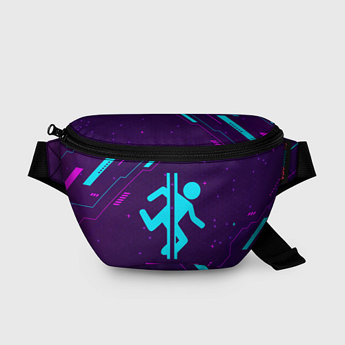 Поясная сумка Символ Portal в неоновых цветах на темном фоне / 3D-принт – фото 1
