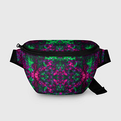 Поясная сумка Абстрактный зелено-малиновый симметричный узор, цвет: 3D-принт