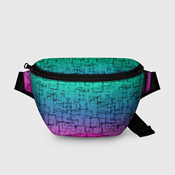 Поясная сумка Абстрактный узор на розово-бирюзовом градиентном ф, цвет: 3D-принт