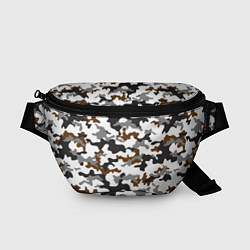 Поясная сумка Камуфляж Чёрно-Белый Camouflage Black-White, цвет: 3D-принт