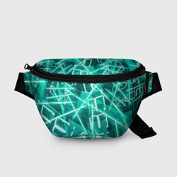 Поясная сумка Неоновые лучи и неоновые надписи - Светло-зелёный, цвет: 3D-принт