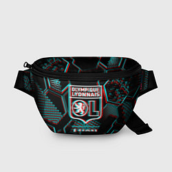 Поясная сумка Lyon FC в стиле Glitch на темном фоне, цвет: 3D-принт
