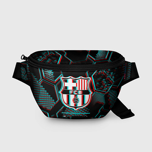 Поясная сумка Barcelona FC в стиле Glitch на темном фоне / 3D-принт – фото 1