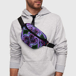 Поясная сумка Неоновые узоры и фигуры - Фиолетовый, цвет: 3D-принт — фото 2