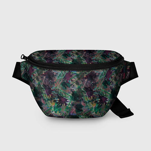 Поясная сумка Абстрактный гранжевый принт с кляксами и штрихами / 3D-принт – фото 1