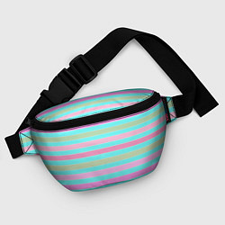 Поясная сумка Pink turquoise stripes horizontal Полосатый узор, цвет: 3D-принт — фото 2