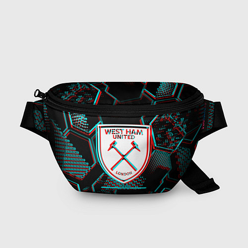 Поясная сумка West Ham FC в стиле Glitch на темном фоне / 3D-принт – фото 1