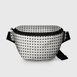 Поясная сумка Сердечки черно-белые паттерн, цвет: 3D-принт